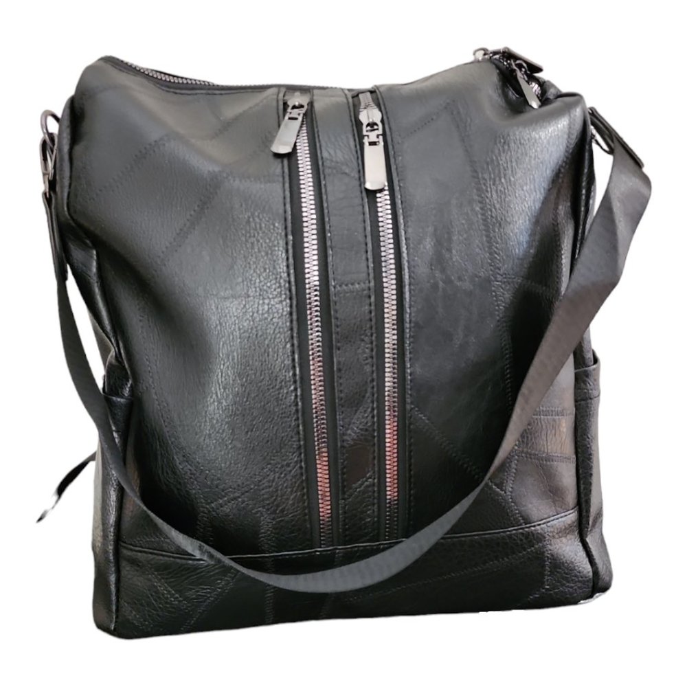 Black Classic Vintage Functional Purse, Work, Travel Backpack